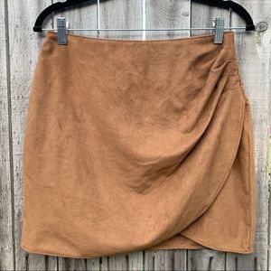 Abercrombie & Fitch Vegan Suede Mini Skirt Camel SZ Medium